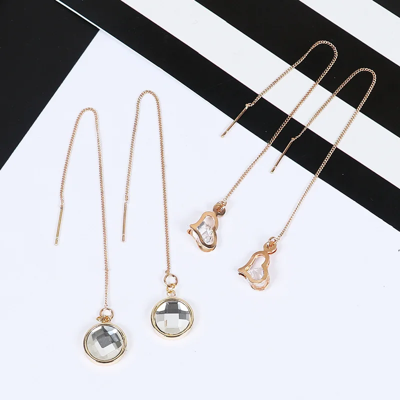 10pcs Gold Silver Copper Ear Line Chains DIY Earrings Making Imitation Pearls Women Handmade Ear Jewelry Accessories Wholesale