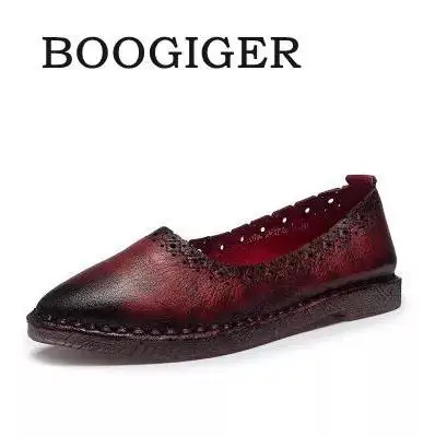 

2017 Autumn Women Red Flats Pointed Toe Designer Lady Ballet Flats Handmade Women Leather Shoes Slip On Soft Bottom Flats Sale