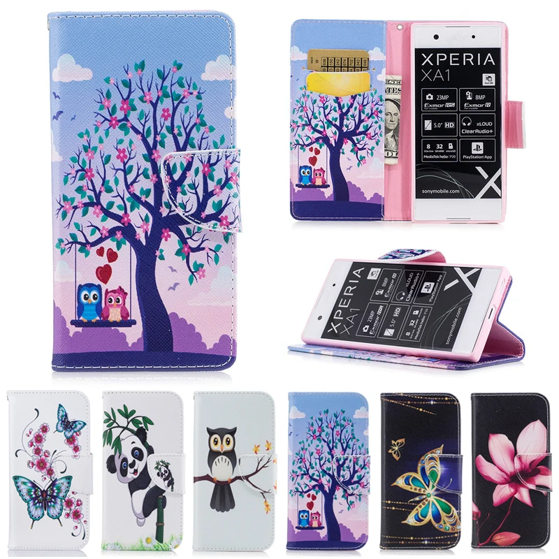 

Panda Owl Butterfly PU Leather Wallet Flip Case For Sony Xperia L2 XA1 Plus XA2 XZ1 XZ Premium XZ1 Compact Cover Anime Wallet