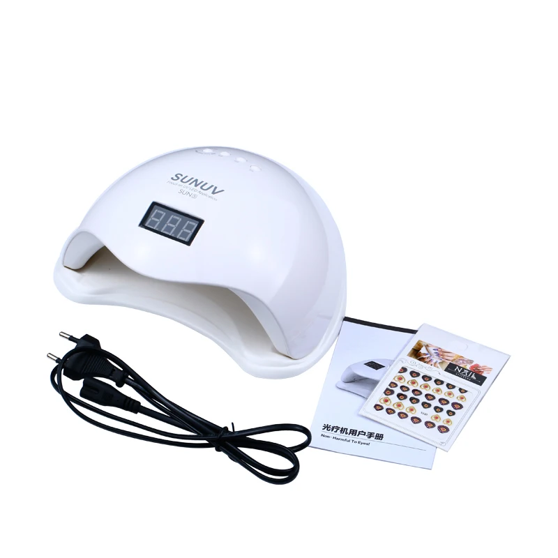 

2pcs SUN 48W SUN5 UVLED Sensor Double White UVLight LED Lamp Nail Dryer Fast Drying For Curing Nail Gel Polish With Display Time