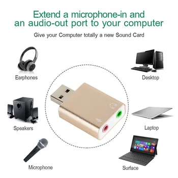 

Centechia Aluminum Alloy Slim High Performance 3D stereo 7.1 Channel USB Audio Stereo Adapter Sound Card Computer Components