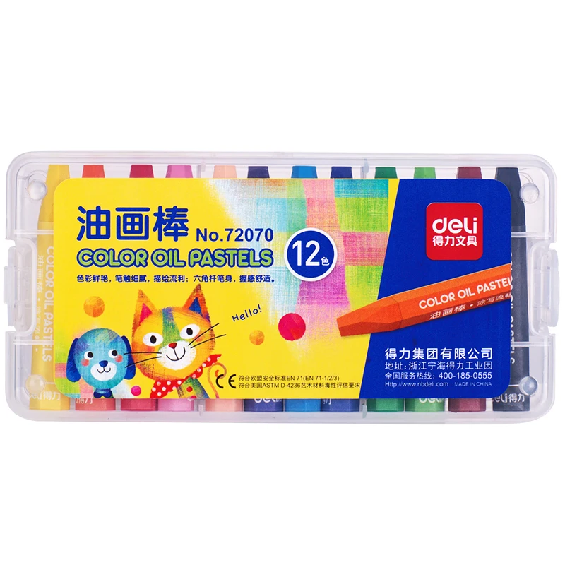 

Deli Oil Pastel Crayon Pencil Oil Sticks Painting Drawing Art Pencil for Student Kid Art Accessories Office School(12 Colors)