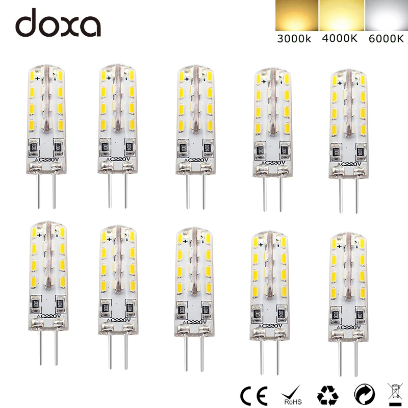 

10PC G4 LED 110V 220V Corn Bulb 2W LED G4 32LED 360 Beam Angle 3000K 4000K 3014SMD Replace 10W Halogen Spotlight Chandelier Lamp