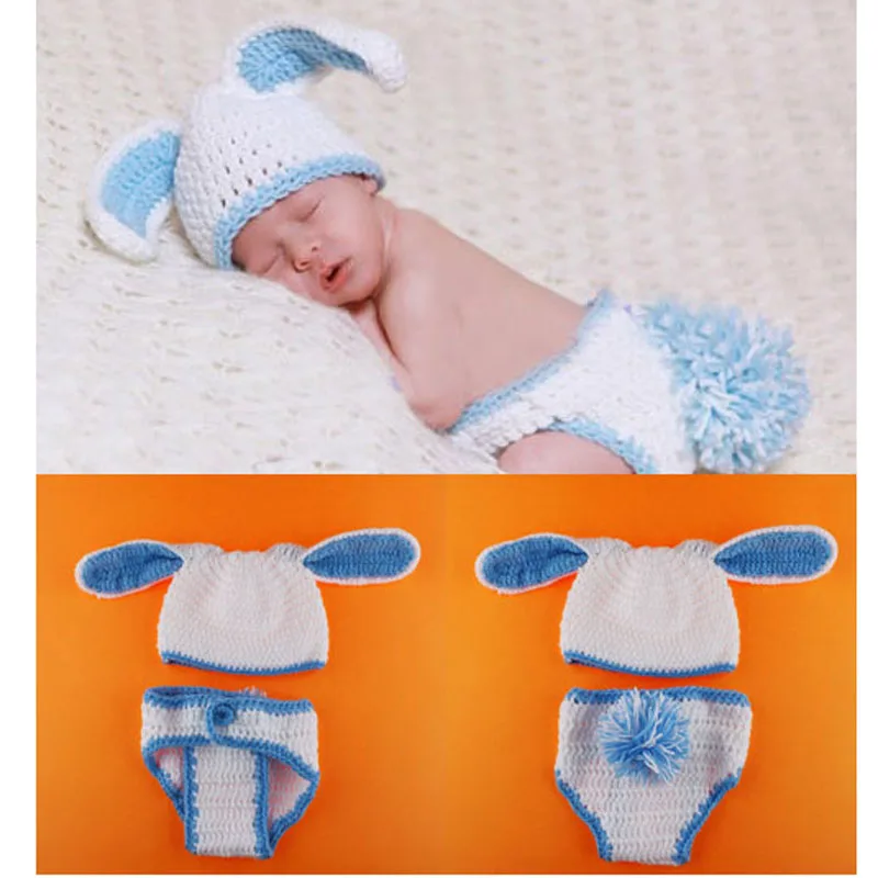 

Newborn Easter Bunny Rabbit Outfit Crochet Pattern Photography Props Baby Animal Beanie Hat with Diaper Cover
