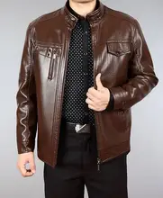 Stand collar thicken man pu leather jacket men casual leather jackets male clothing mens faux leather jackets autumn winter hanqiu leather jacket men winter autumn pu faux leather solid jackets slim fit zipper pocket stand collar casual men jacket