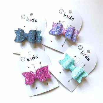

Kid Christmas Large Glitter Sequins BowKnot Hair Clips For Girls Newborn Headwear Hair Accessories Glitter Felt Hair Bow