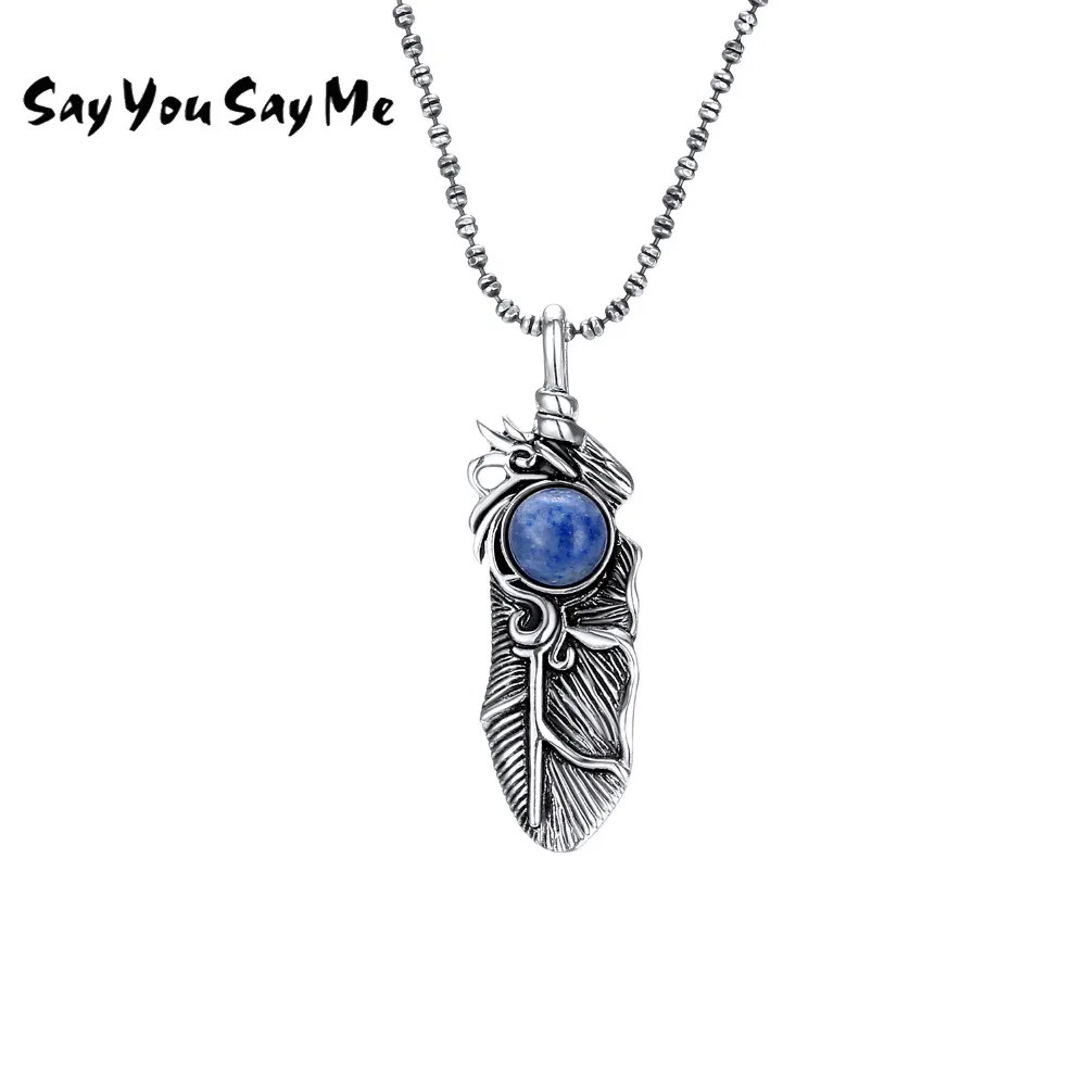

925 Sterling Silver Pendant For Man Vintage Dragon Nest Lapis Stone Punk Leaf Round Legend Fine Jewelry SAY YOU SAY ME