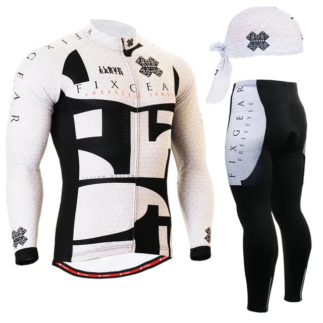 Жизнь на треке Мужчины Велоспорт Джерси набор с длинным рукавом куртка брюки дышащий 3D одежды из вискозы MTB Дорожный велосипед Велоспорт Джерси - Цвет: Серебристый