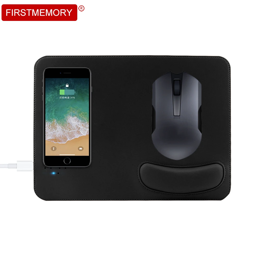 

2 in 1 design Wireless Charging Mousepad With Wrist Rest Support Ultra-thin Mause Pad Mat Gaming Mice Pad For Computer Laptop PC