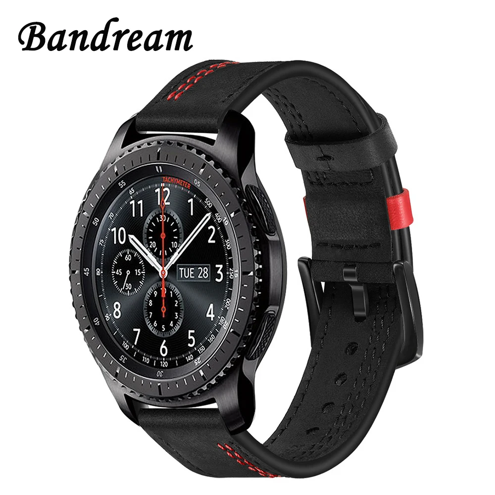 

22mm Unique Genuine Leather Watchband for Samsung Gear S3/ Gear 2 Neo/Live Amazfit Pace/Stratos 2 Quick Release Band Watch Strap
