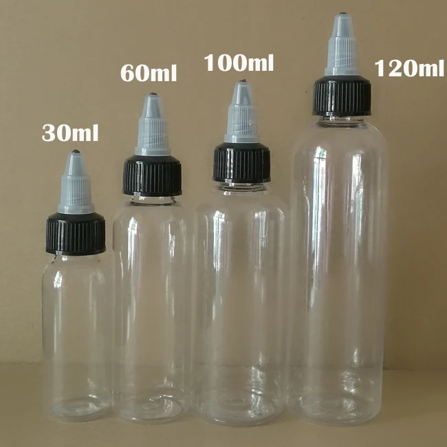 

50pcs Twist Off Caps Pen Shape Refillable Bottle 30ml 60ml 100ml 120ml Empty Pet Bottles E Liquid E-Cig Plastic Dropper Bottles