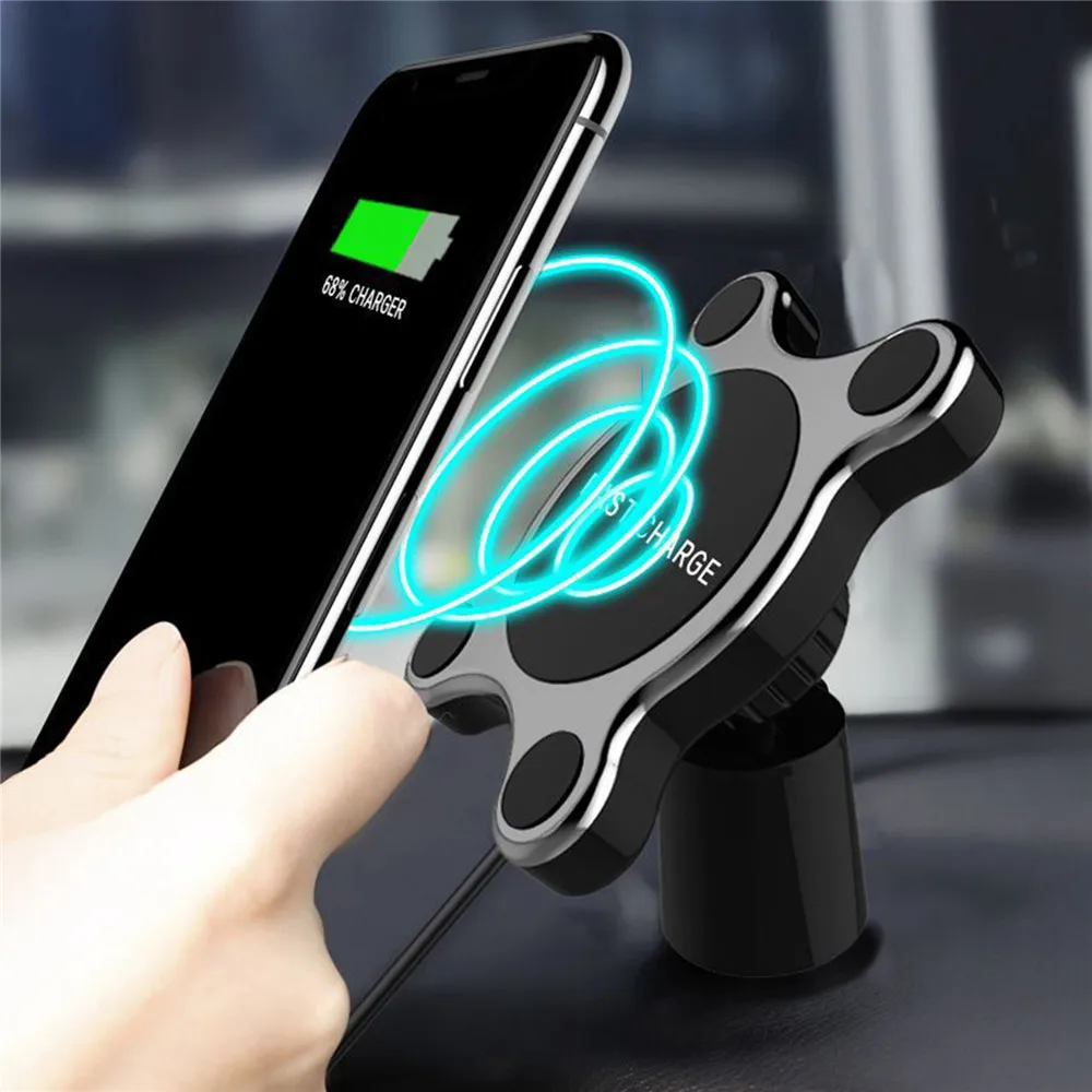 

Car Mount Wireless Fast Charger For iphone X 8 Dual Use Magnetic Quick Wireless Charging Pad Car Holder Stand For Samsung 10W