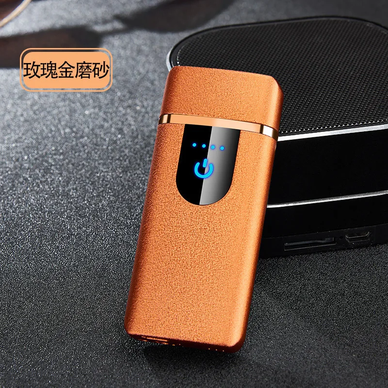 Orange Газовая и электрическая зажигалка с сенсорным экраном, перезаряжаемая USB Зажигалка, ветрозащитная металлическая газовая зажигалка с дисплеем питания - Цвет: Orange