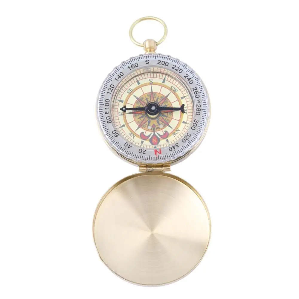 Sylvialuca Randonn/ée en Plein air Camping Accessoires Classique en Laiton Poche Montre Style Lumineux Camping Boussole Randonn/ée Parfait en Plein Air Navigation Outil