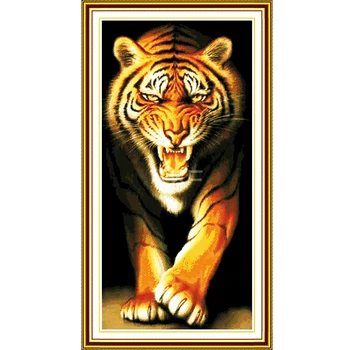 

oneroom King of the Monsters Tiger Cross Stitch Set Animals Counted DMC 14CT 11CT Cross-stitch Kits Embroidery Needlework