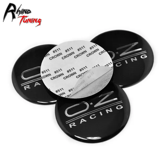 Rhino Tuning 4PC 65mm OZ RACING Aluminum Black Car Wheel Center Hub Caps Sticker 883
