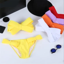 Сексуальный купальник бикини комплект бикини с бантом бразильские стринги танга трусики нижнее белье бикини купальник купальный костюм с пуш-ап