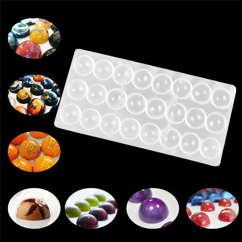 24 Сетки DIY жесткая прозрачная круглая форма для шоколада 3D поликарбонатные формы для шоколадных конфет устойчивые многоразовые формы