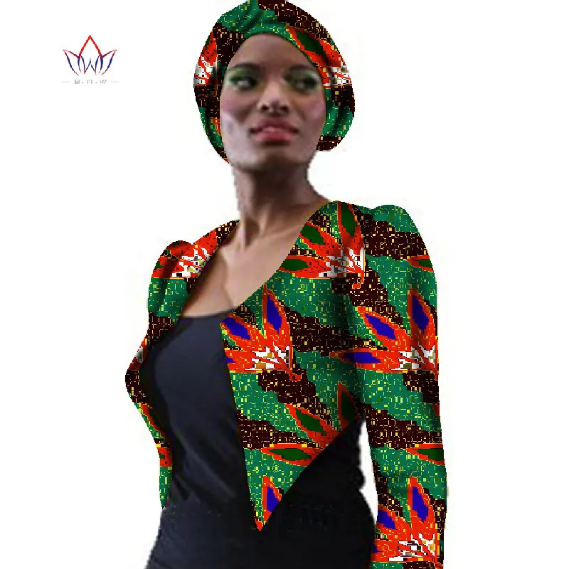 Новая африканская женская одежда OutfitsTrech пальто Базен Африканский принт пальто куртка Дашики размера плюс верхняя одежда WY057 - Цвет: 1