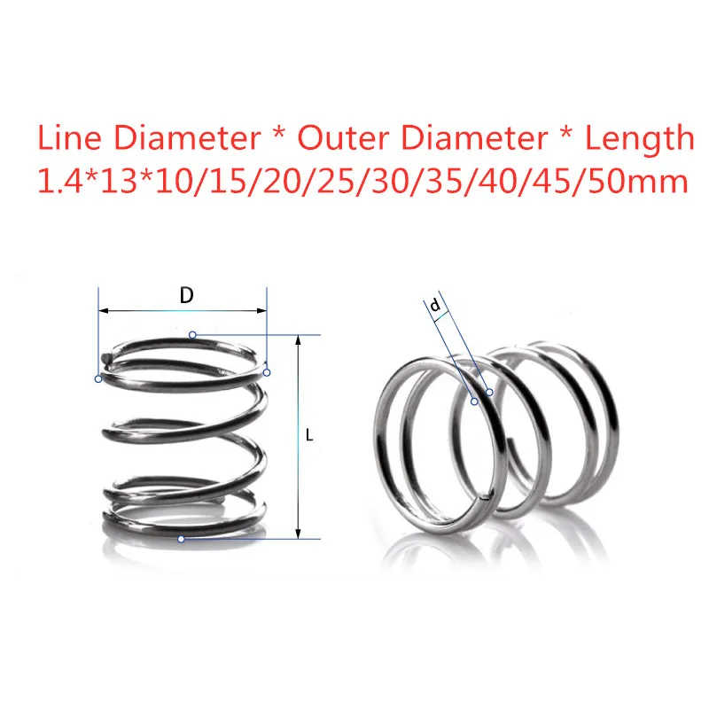 

10pcs 304 stainless steel spring pressure Wire diameter 1.4* outside diameter 13* length 10-50