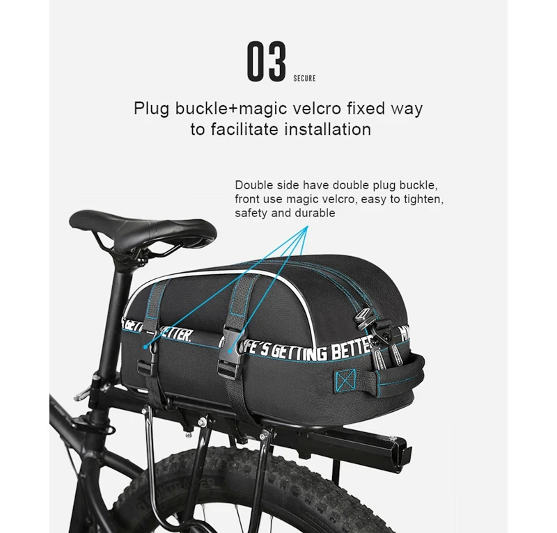 Cheap ACEXPNM Waterproof Cycling Bag Bike Rear Rack Bags Bicycle Shelf Utility Pocket Shoulder Bag Pack Riding Supplies Accessories 8L 6