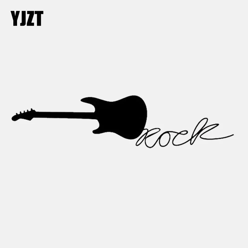 

YJZT 16.5CM*3.9CM Cool Rock Guitar Music Studio Vinyl Motorcycle Black/Silver Car Sticker C22-0632