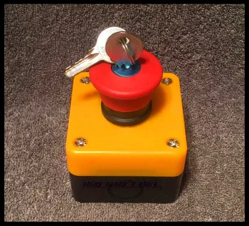 

1Pcs Red Sign Emergency Stop Push Button Switch With Key 660V 10A