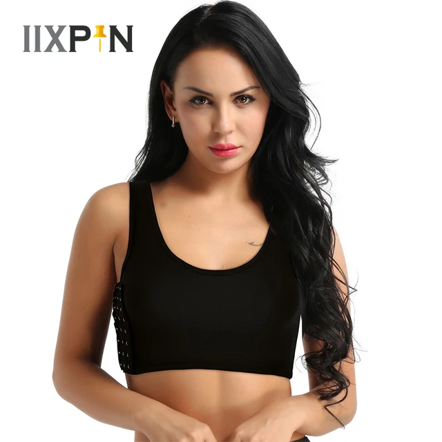 Women Breathable Sport Bra Tank Underwear Top Tomboy Elastic Chest Binder  Short Corset Vest