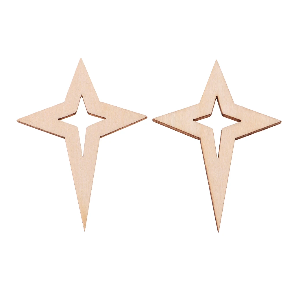 Mini Natural Unfinished Wood Hollow Star Shape Embellishments for Art DIY Crafts Scrapbooking Card Making
