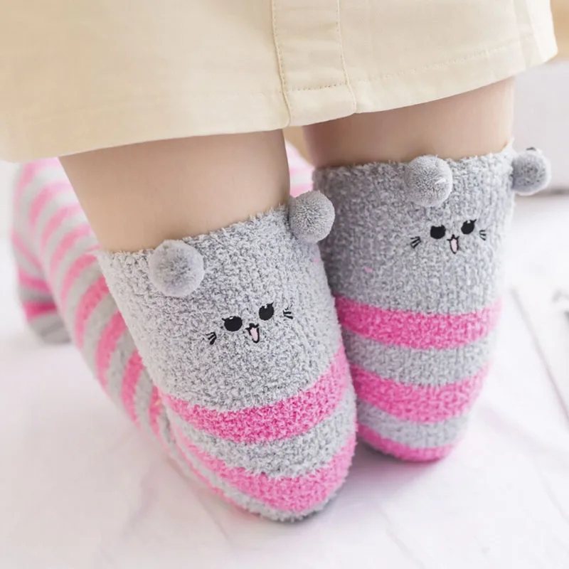 Emmaaby/длинные полосатые носки выше колена с рисунком для девочек; 7 цветов; милые теплые носки;