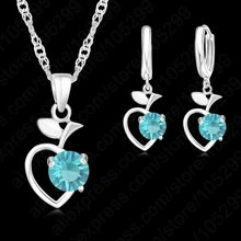 JEXXI New Heart CZ Crystal Rhinestone Necklace/ Earrings Set For Women Engagement Wedding Gifts