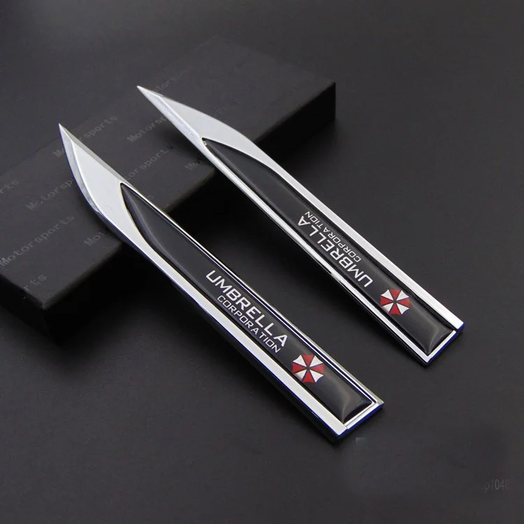 

2pcs 3D metal UMBRELLA CORPORATION Resident Evil logo Car Sticker side Emblem Badge Auto rear trunk decoration Decal styling
