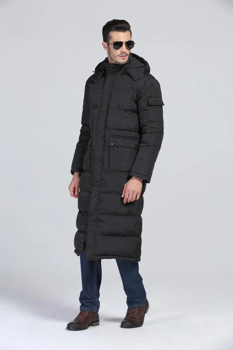 2020new winter Mens coat Long down jacket black overcoat large size Hooded Thick warm