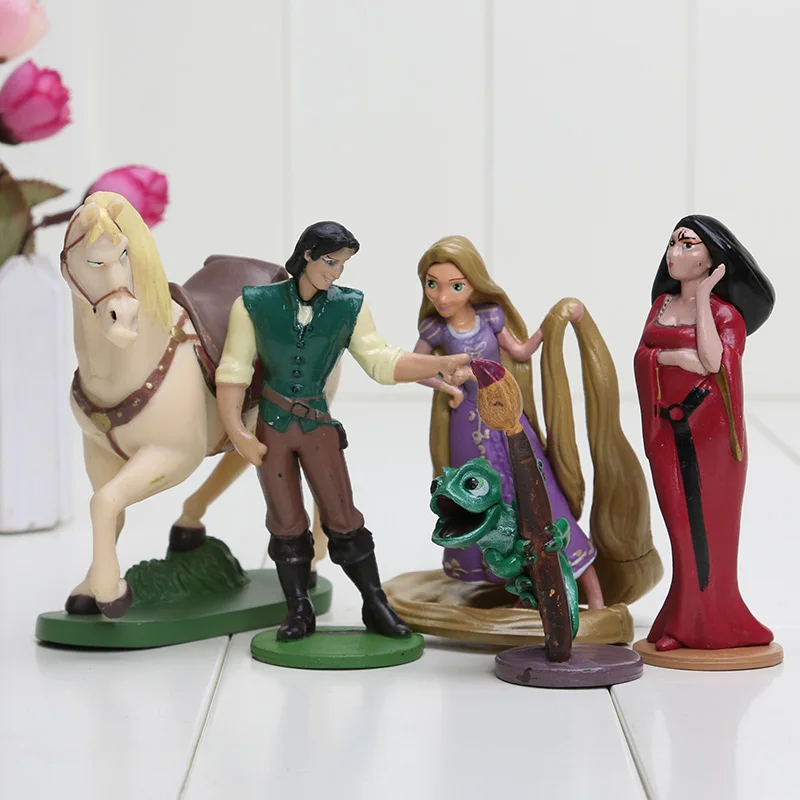 

5pcs/set Tangled Rapunzel Princess PVC Action Figures Dolls Bundle Flynn Pascal Maximus Gifts
