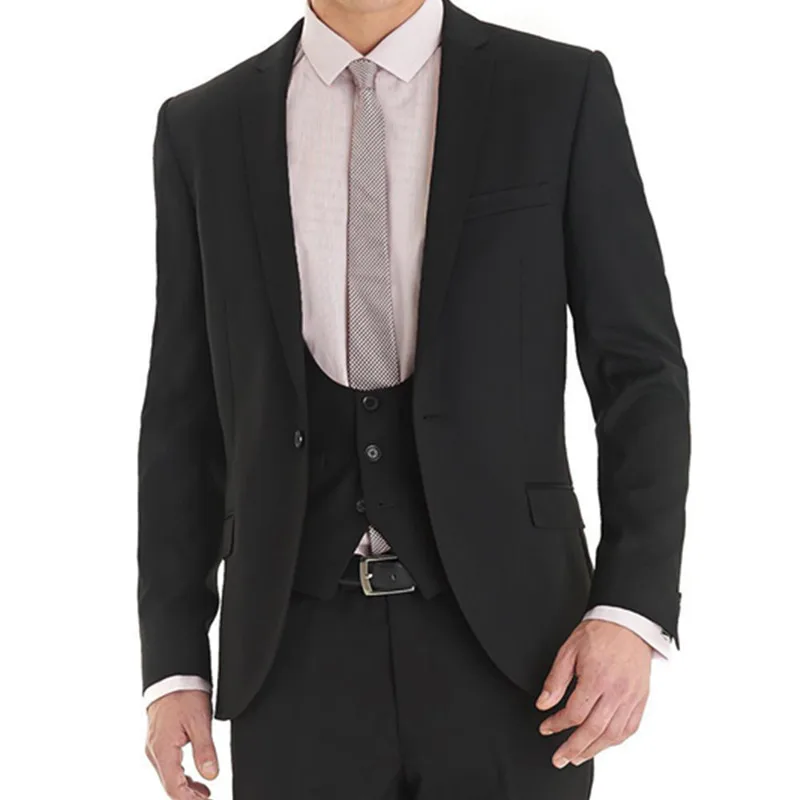 

Custom Made Side Vent Slim Fit Groom Tuxedos Black Best man Notch Lapel Groomsman Men Wedding Suits Bridegroom(Jacket+Pants+Tie)