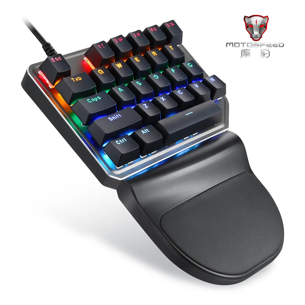  MOTOSPEED Single Handed Mini Keyboard Colorful Lighting Gaming Keyboards Game Wired Keyboard for DO