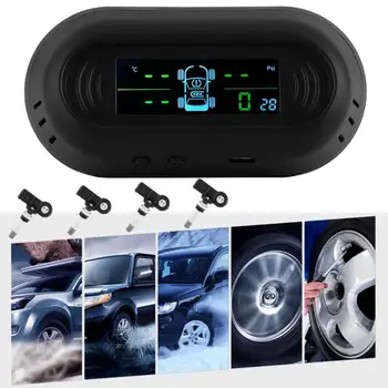 

tyre pressure monitor Car TPMS Tire Pressure Monitoring System Wireless Digital LCD Display Solar Power with 4 Sensor