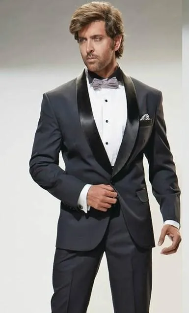 Nueva Llegada 2016 Del Partido Del Novio Trajes Para Hombre Italiano Marca Slim Fit Gris Smokinges