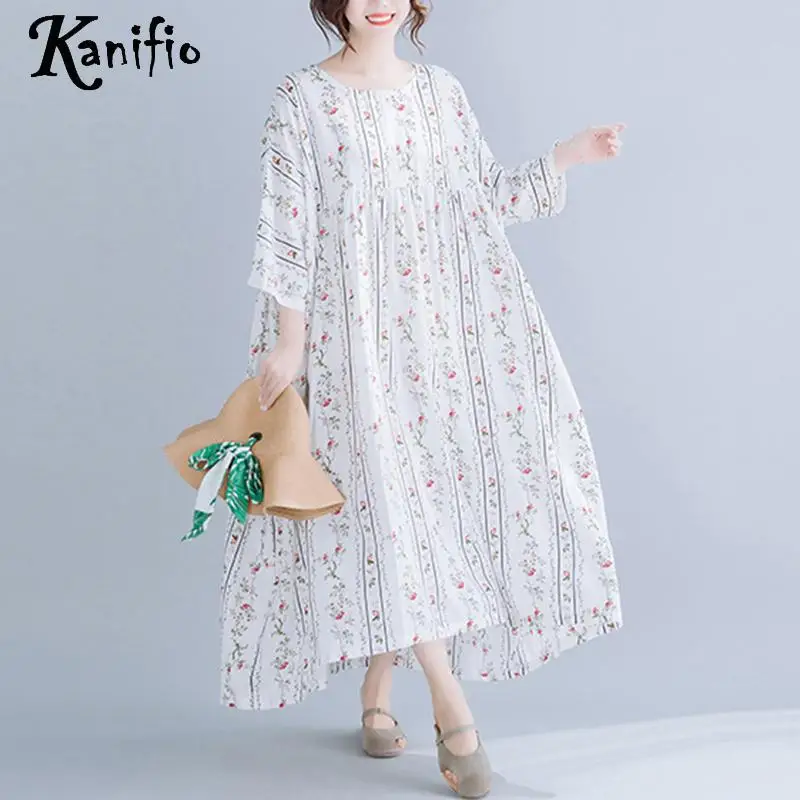 

Kanifio Brand Oversized Plus Size Summer Women Boho Beach Wear Maxi Long Dress Fashion Printed Bohemian Dresses Vestidios 8XL
