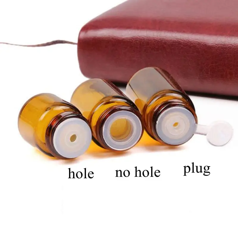 5pcs 1ml 2ml 3ml 5ml Mini Amber Liquid Glass Bottle with Orifice Reducer and Cap Small Essential Oil Vials Glass Jars Bottles