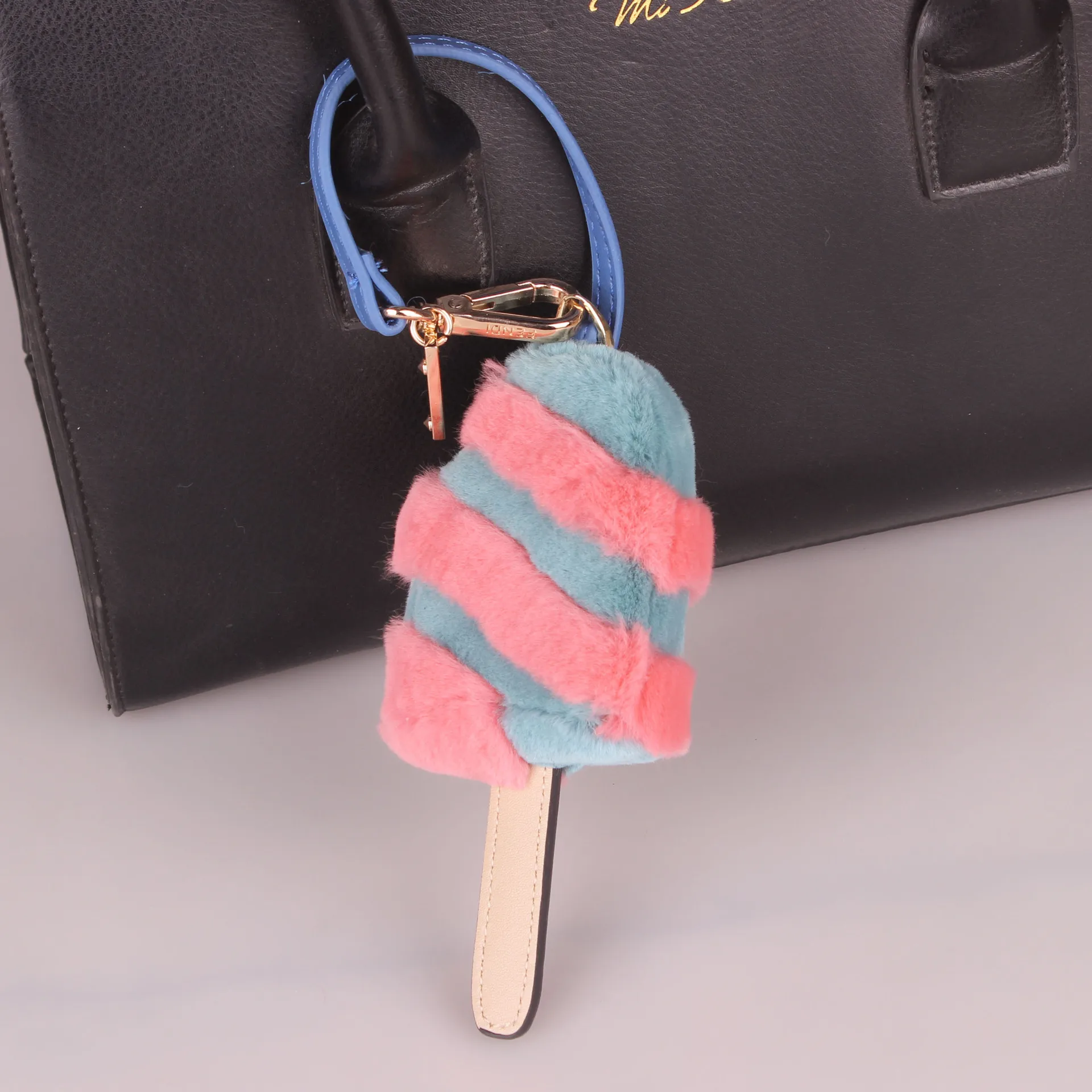 Роскошный модный пушистый настоящий помпон из меха норки брелок для ключей "мороженое" кулон меховой помпон ключ "Помпон" цепь женская сумка Шарм
