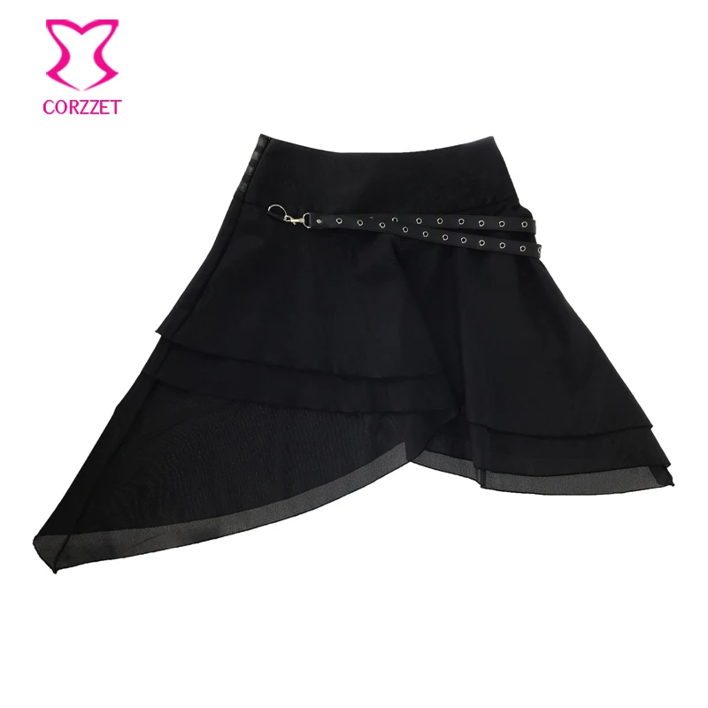 Corzzet черная шелковая и кожаная Готическая средневековая юбка, костюм, винтажные Асимметричные Многослойные викторианские стимпанк женские юбки