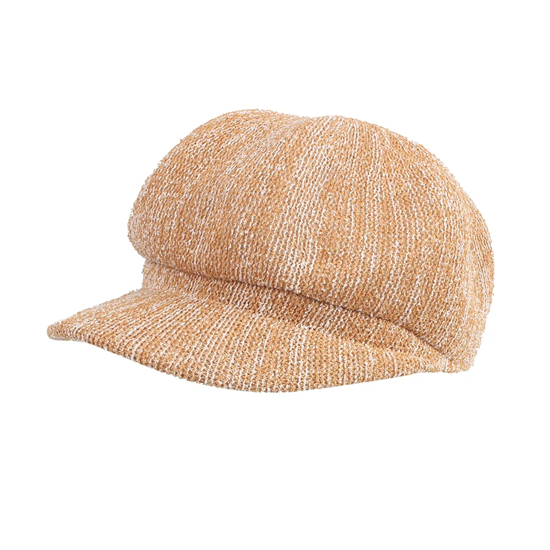 Восьмиугольная кепки летние однотонные соломенные берет шляпа для женщин выдалбливают Защита от солнца новые береты - Цвет: A1