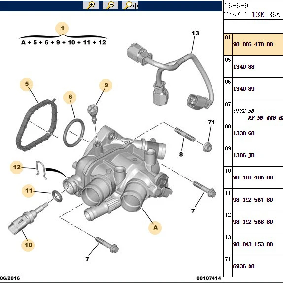 Оригинальный термостат LittleMoon для Peugeot 308 3008 207 508 5008 Citroen C4 C5 C3 1 6 T 9808647080|Термостаты и