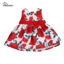 Одежда для детей; малышей; девочек платье с цветочным рисунком без рукавов на лето, розовый, круглый вырез вечерние бальное платье для девочек, вечерние свадебные платья