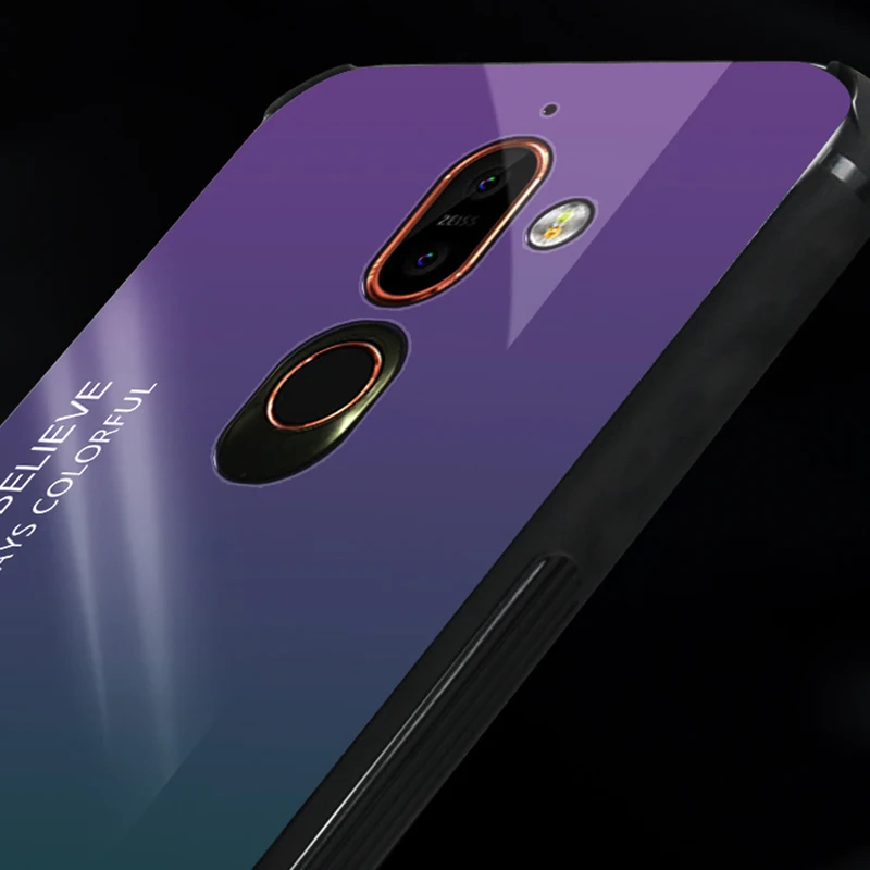 Градиентный чехол из закаленного стекла для Nokia 7 Plus, чехол для Moto G6 Plus, чехлы для LG G7 ThinQ, бампер, чехол