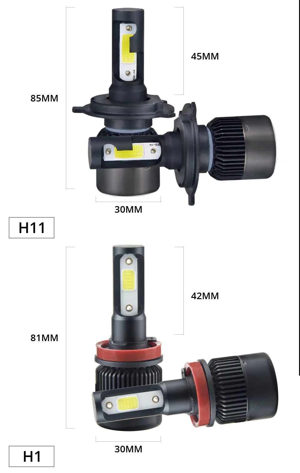 Aceersun H7 LED Bulb Car Headllight H4 LED H1 H11 9005 72W Fog Light 12V 24V Auto Headlamp Lamps 8000LM 6500K Car mini cob chip (10)