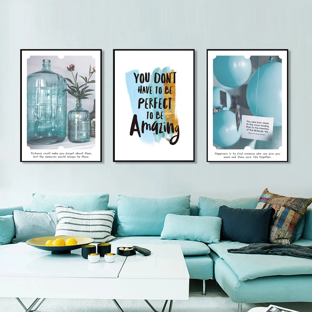 Landscape Picture Nordic Canvas Art Painting Nordic Blue Quotes Posters And Prints Flowers Balloon Poster Living Room Unframed