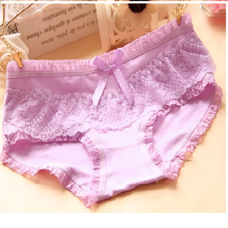 

2018 New Women's cotton Underwear lace bow cute 13 Color Candy in The Waist Panties Women And girl's Sexy Lingerie Sexy Briefs