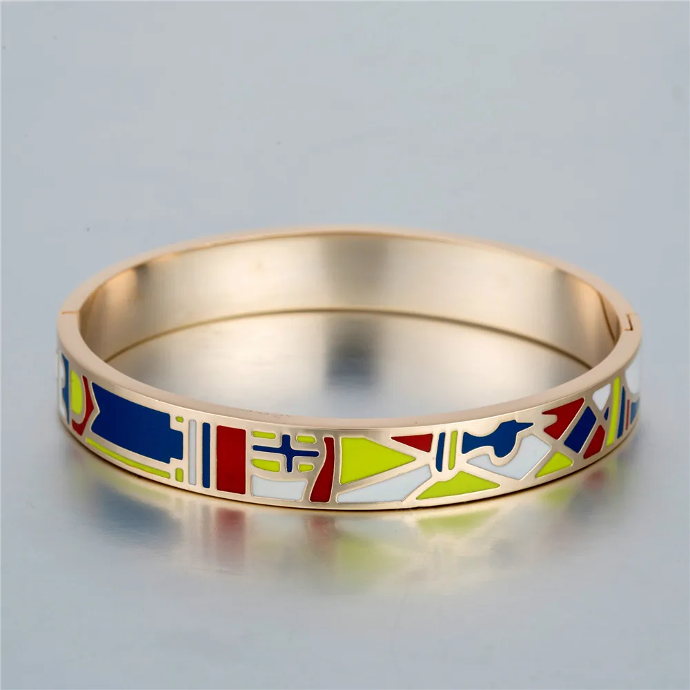 New Design Pattern Triangle Enamel Open Bangle&ampBracelet for Women Handmade Process Circlet Femme Bijouterie | Украшения и